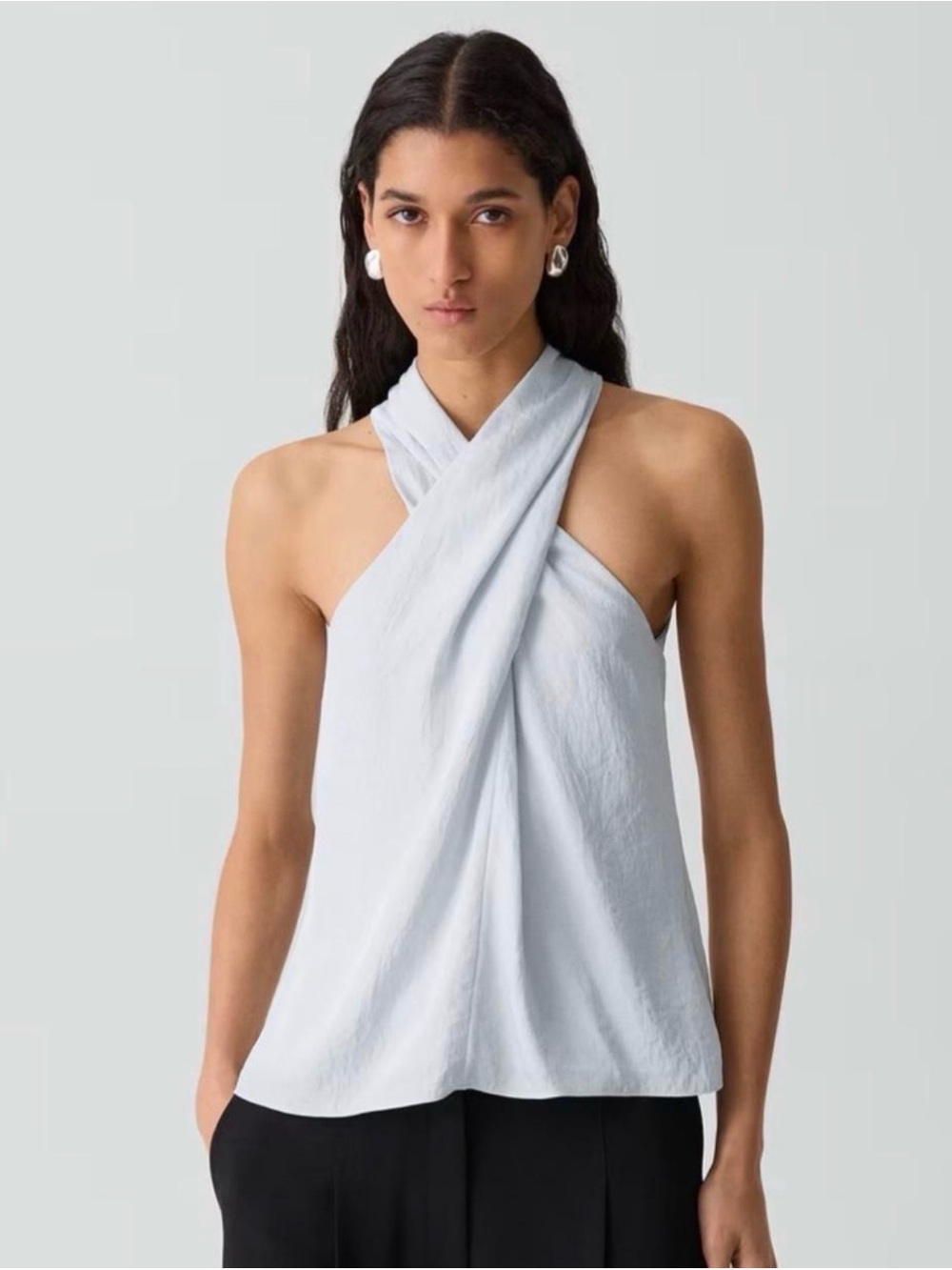 Theory Light Blue Twist-Neck Camisole